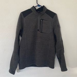Kilim quarter zip fleece sweater gray and black